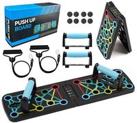 Push Up Board with Resistance Bands, 17 in1 Multi-function Foldable Portable Home Workout Equipment Press Up Tools Exercise Board Effectively Exercise the Muscle for Men Women Gym Fitness System