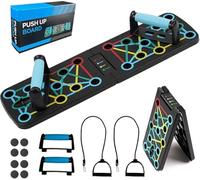 Push Up Board with Resistance Bands, 17 in1 Multi-function Foldable Press Up Board Portable Muscle Workout Push Up Board for Men Women Home Gym Fitness Equipment Set