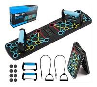 Push Up Board with Resistance Bands, 17 in1 Multi-function Foldable Press Up Board Portable Muscle Workout Push Up Board for Men Women Home Gym Fitne