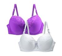 Push up Bra Cups 2Pc Wireless Bras for Women UK Full Coverage Adjustable Strap Lace Floral Bras Breathable Lightweight Plus Size Bralettes Sexy Cotton Underwear Women
