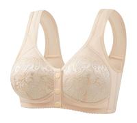 Push up Bra Cups Front Fastening Bras for Women UK Full Coverage Wide Strap Floral Lace Bras Summer Breathable Plus Size Gather Solid Color Sports Women Running Beige