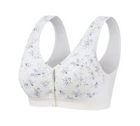 Push up Bra,Front Fastening Bras for Women UK Wireless Plus Size High Support Push Up Everyday Bra Floral Printed Comfortable Full Coverage Bralettes Breathable Underwear,2-Blue XXL