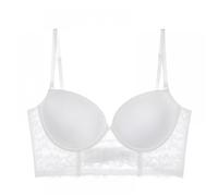 Push Up Bra Women's Low Back Bra Lace Glossy U Shape Backless Bra Wear with Low Back Dresses Women's Everyday Bras Bra with Clear Straps (White, XXXXXL)