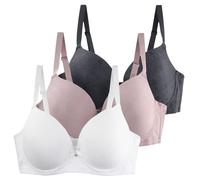 Push up Bras for Small Breasts Underwired Bras for Women 3 Pack Deep V Plunge Push Up Full Coverage Minimizer Bra High Impact Support Adjustable Straps Multipack Bra Soft Padded Lingerie Bralettes