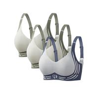 Push up Bras for Women 3 Pack Lifting Anti-Sagging Bra for Older Women Super Gather Wireless Push-Up Bras Comfortable Full Coverage Ladies V Neck Padded Non Wired Seamless T Shirt Sports Bralettes