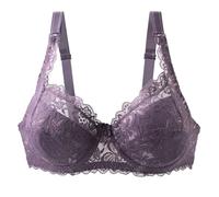 Push Up Bras for Women, Floral Lace Padded Underwire Bralettes, Curve-Enhancing Womens Underwear, V Neck Seamless Sleeping Bra with Adjustable Straps, Push-Up Cups & Removable Pads Purple