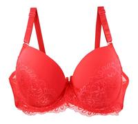 Push Up Bras for Women Lace Plus Size Wide Back Underwire Longline Corset Bra,Push Up Bra,Sexy Underwear Women,Ladies Underwear,Bras for Women UK,Women's Bras (Red, 85C)