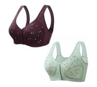 Push Up Bras for Women UK Clearance, 2 Pieces Sports Bras Ladies Front Fastening Bra Wireless Padded Yoga Bralette Floral Printed Bra High Impact Support Full Coverage Stretch Crop Tops Vest S-3XL