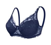 Push Up Bras for Women UK Clearance, Ladies Bras Underwired Seamless Lace Plunge Bra Full Coverage Comfy Everyday Bra V-Neck Bralette Breathable Yoga Lounge Bra Soft Sleep Underwear Dark Blue