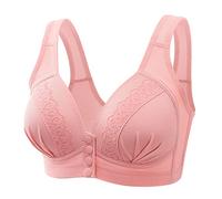 Push Up Daisy Bras for Older Women Ladies UK Front Closure Button Buckle Comfy Corset Kendally Sports Bra High Impact Support Wireless Plus Size Yoga Bralettes Backless Bra,A52 Pink,XXL