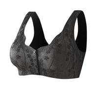 Push Up Daisy Bras for Older Women Ladies UK Front Closure Button Buckle Comfy Corset Kendally Sports Bra High Impact Support Wireless Plus Size Yoga Bralettes,Z78 Black,XL