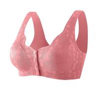 Push Up Daisy Bras for Older Women Ladies UK Front Closure Button Buckle Comfy Corset Kendally Sports Bra High Impact Support Wireless Plus Size Yoga Bralettes,Z81 Red,XXL