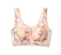 Push Up Non Wired Bras for Older Women Ladies UK Ice Silk Mesh Breathable Corset Comfortable Sports Bra High Impact Support Wireless Plus Size Yoga Bralettes Beige