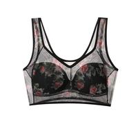 Push Up Non Wired Bras for Older Women Ladies UK Ice Silk Mesh Breathable Corset Comfortable Sports Bra High Impact Support Wireless Plus Size Yoga Bralettes Black