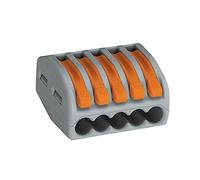 WAGO Classic Splicing Connector, for all conductor types, max. 4 mm², 5-conductor, with levers, gray housing, Surrounding air temperature, max 40°C, 2,50 mm², gray, 222-415 (40 pcs)
