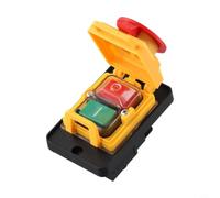 Pushbutton Switch, KJD12, 4-Pin, 16A, 250V Waterproof Magnetic Pushbutton Switch Stop Function for Lathe Machines Industrial Power Tools