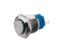 Pushbutton Switches,Metal Pushbutton Switches 19MM High Head Momentary/Latching Water.proof Metal Push Button Switch 1NO1NC with L+E+D Light Ring Stainless Latching(Red,12V-24V)(Green,3V 6V)
