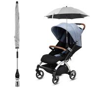 Pushchair Parasol Universal, Pram Parasol Adjustable Fixing Clamp 50+ UV Protection Durable, Baby and Infant Sun Umbrella Waterproof Flexible for Pram, Stroller, Pushchair and Buggy Bike (Grey)