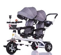 Pushchairs Baby Stroller, Baby Car,Travel Carriage Children's Double Tricycle Twin Baby Trolley Big Stroller Extended Awning Prams (Color : E)