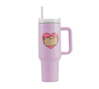 Pyramid International Pusheen Heart 40oz/1200ML Tumbler with Straw and Lid, Advanced Double-Wall Vacuum Insulation, Keeps Cold Up to 11 Hours, Hot Up to 7 Hours, BPA-Free