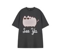 Pusheen Women's Short Sleeve T-Shirt | See Ya Graphic Tee in Black | Cute Internet Cat Top | Comfortable Casual Apparel | Cat Lover Gift for Her