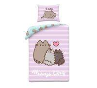 Pusheen Always Cozy Single Duvet Cover 140x200 + Pillowcase 70x90 Stormy | Reversible bedding | Ultra soft microfibre | Stormy and Pip | Official licence | Gift girls & teens | Machine washable