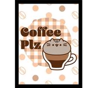Pusheen Coffee Plz Framed Poster in Dusty Pink Pusheen Dusty Pink