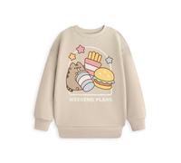 Pusheen Girls Beige Sweatshirt | Long Sleeve Crew Neck with 'WEEKEND PLANS' Print | Cartoon Character Jumper for Leisure | Comfortable Loungewear for Kids Merch - 9-10 Years