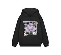 Pusheen Girls Black Hoodie | Loading Graphic Print Long Sleeve Pullover | Cartoon Character Jumper for Everyday Wear | Kids Gaming Loungewear | Pusheen Merch