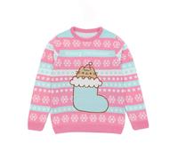 Pusheen Girl's Christmas Jumper (Kids Pink) in Pink | Size: 11-12 Years Pusheen Pink 11-12 Years