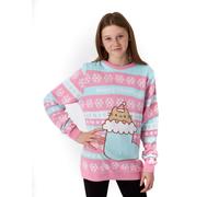 Pusheen Girl's Kids Christmas Jumper (Girls Pink) in Pink | Size: 9-10 Years Pusheen Pink 9-10 Years
