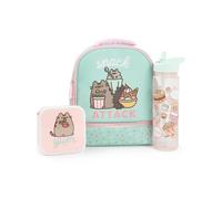 Pusheen The Cat Mint Lunch Bag, Lunch Box and Drinks Bottle Set | Snack Attack Polkadot School Lunch Set for Girls | Transparent Water Bottle Merch