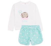 Pusheen Girl's Long Sleeve Short Leg Pyjama Set | Blue/Cream | Official Merch in Blue | Size: 11-12 Years Pusheen Blue 11-12 Years