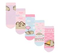 Pusheen Girls Sweet Pizza Party Socks Set (Pack of 5) - Blue/Pink/Purple - 12.5 UK Child-3 UK - Blue/Pink/Purple