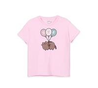 Pusheen Girls T-Shirt | Short-Sleeved Graphic Tee for Kids | Crew Neck Internet Cat Top | Comfortable & Stylish Cute Daywear | Merchandise Gift for Children & Teens