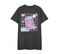 Pusheen Charcoal Womens T-Shirt Dress | Short Sleeve Gameboy Graphic Outfit | Cute Cat Print Casual Charcoal Dress for Women Merchandise | Comfy Daywear Apparel