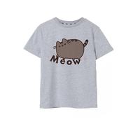 Pusheen Girl's Kids Short Sleeved T-Shirt (Grey Marl) in Grey | Size: 9-10 Years Pusheen Grey 9-10 Years