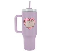 Pyramid International Pusheen Heart 40oz/1200ML Tumbler with Straw and Lid, Advanced Double-Wall Vacuum Insulation, Keeps Cold Up to 11 Hours, Hot Up to 7 Hours, BPA-Free