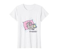 Pusheen I'm Busy Gamer Tshirt T-Shirt, Women, White, X-Large