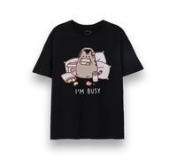 Pusheen I'm Busy Short Sleeved T-Shirt | Unisex Black | Official | Size: Large Pusheen Black L