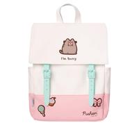 Pusheen Modern Backpack with Adjustable Straps and Decorative Patches, Pink