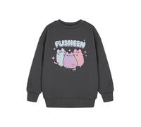 Pusheen Pastel Girls Grey Sweatshirt | Cute Kawaii Cat Graphic Jumper | Long Sleeve Pullover for Kids & Teens | Cosy Casual Merchandise for Cat Loving Kids