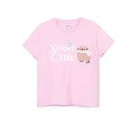 Pusheen Girls T-Shirt in Pink | Snow Cute Christmas Holiday Graphic Tee for Children | Short Sleeve The Cat Seasonal Lightweight Top | Festive Fun Cute Fluffy Merchandise Gift for Her
