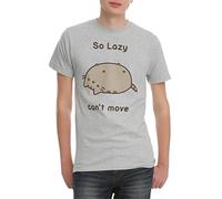 Pusheen The Cat Men's So Lazy Slim-Fit T-Shirt (Heather Grey, Medium)