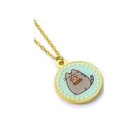 Pusheen Cat Blue Enamel & Gold-tone Pizza Necklace