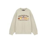 Pusheen Carb Club Womens White Sweatshirt | Cozy Carb-Lover Graphic Crewneck | Cute Internet Cat Apparel | Comfortable Pullover for Women Merchandise Gift for Her
