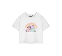 Pusheen Women's Adult Cropped Short Sleeved T-Shirt (White) in White | Size: Small Pusheen White S