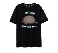 Pusheen Womens T-Shirt | Black So Lazy Graphic Tee for Ladies | Oversized Cute Kitty Short-Sleeve Tshirt | Lightweight Internet Cat Apparel Top | Stylish Daywear Merchandise Gift for Adults