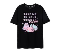 Pusheen Women's Adult Short Sleeved T-Shirt (Womens Black) in Black | Size: Small Pusheen Black S