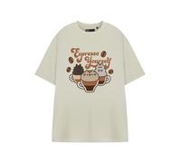 Pusheen Womens Beige Espresso Yourself Short Sleeved T-Shirt - Small